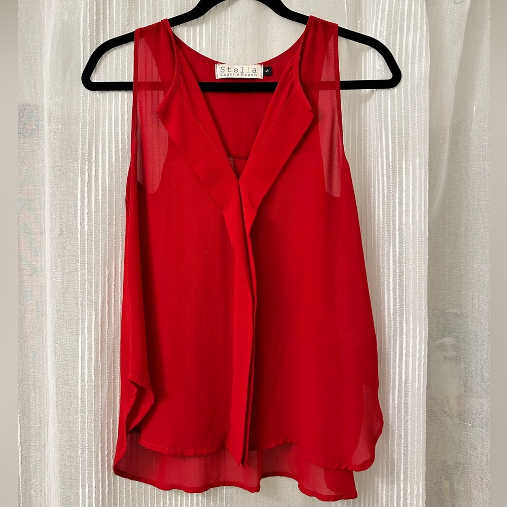 STELLA Red Chiffon Tank